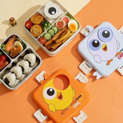 Cartoon Bento Lunch Box with Stainless Steel Tray