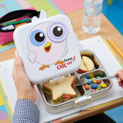 Cartoon Bento Lunch Box with Stainless Steel Tray