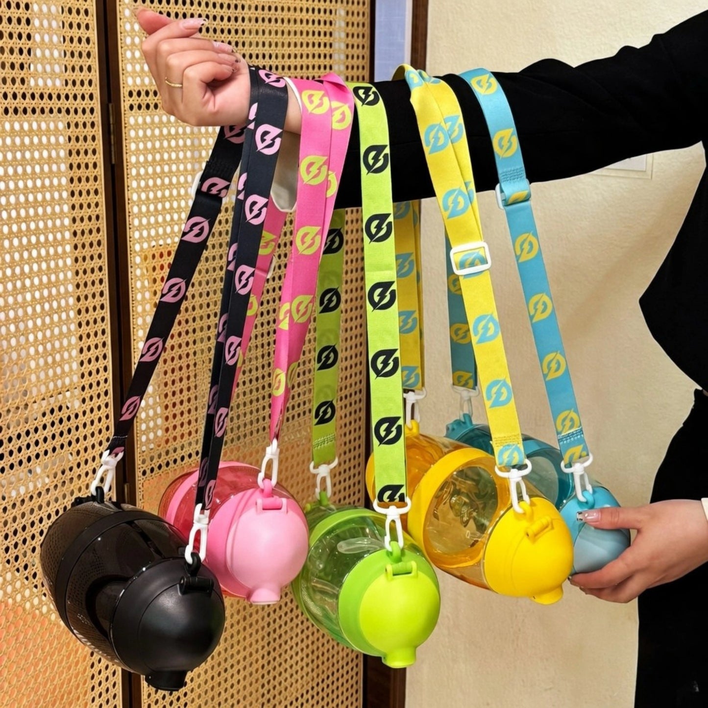 Cute Kids Water Bottle with Straw & Sling