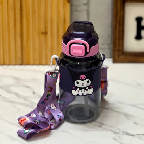 Cute Cartoon Kids Sipper Bottle with Straw & Strap