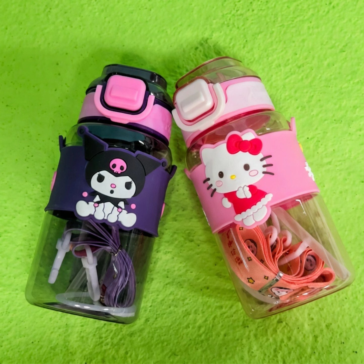 Cute Cartoon Kids Sipper Bottle with Straw & Strap