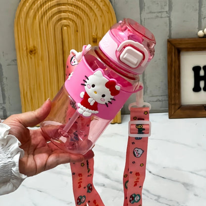 Cute Cartoon Kids Sipper Bottle with Straw & Strap
