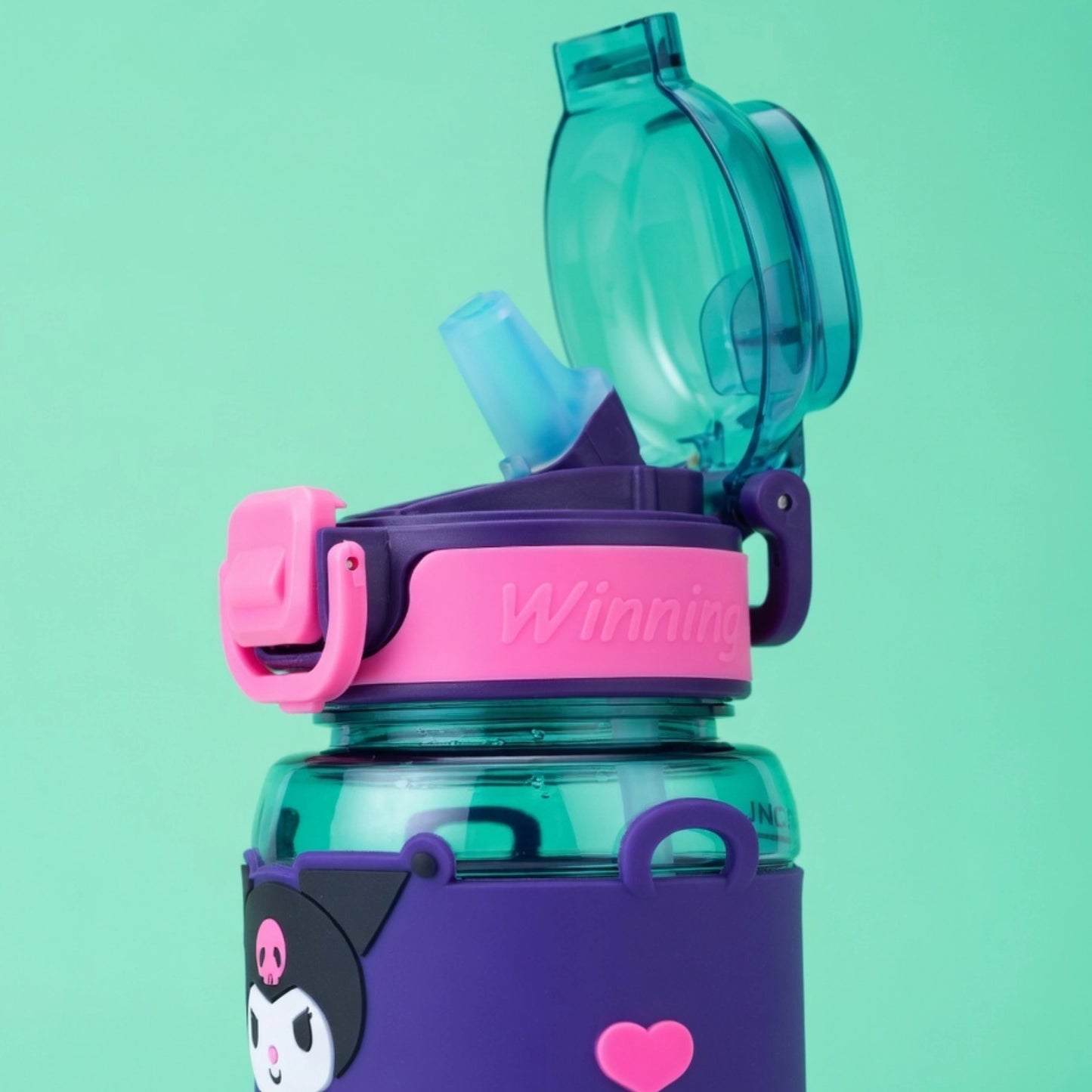 Cute Cartoon Kids Sipper Bottle with Straw & Strap