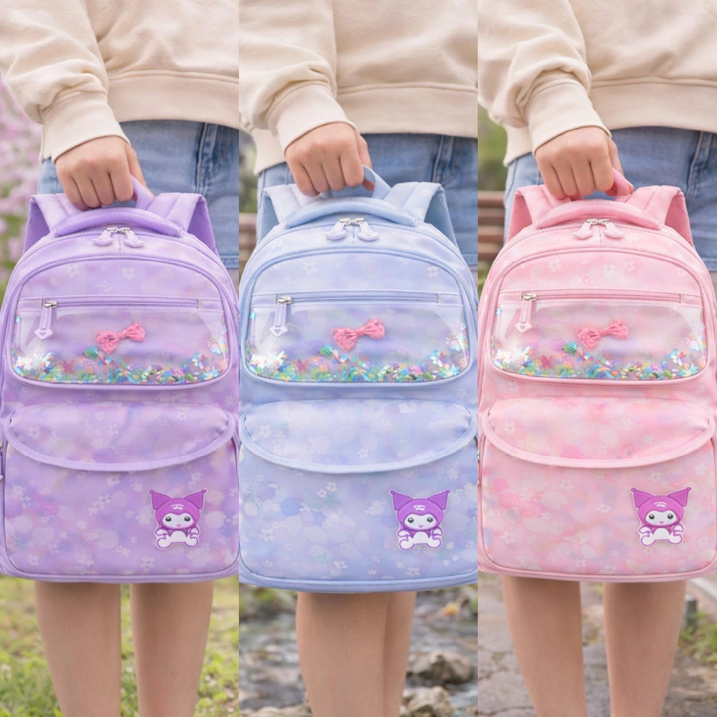 Cute Glitter Window School Backpack