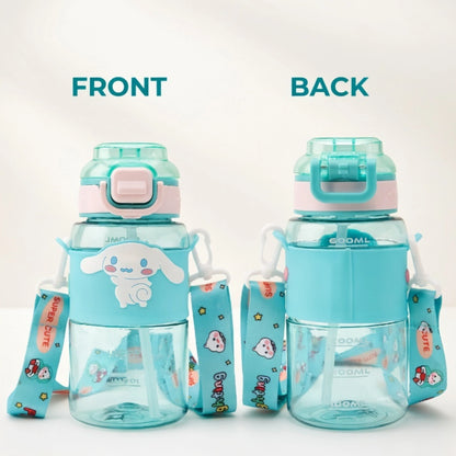Cute Cartoon Kids Sipper Bottle with Straw & Strap