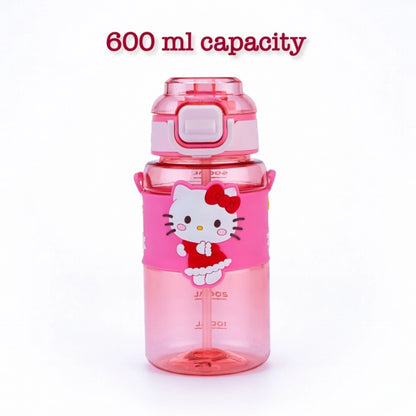Cute Cartoon Kids Sipper Bottle with Straw & Strap