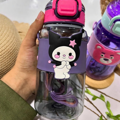 Cute Cartoon Kids Sipper Bottle with Straw & Strap