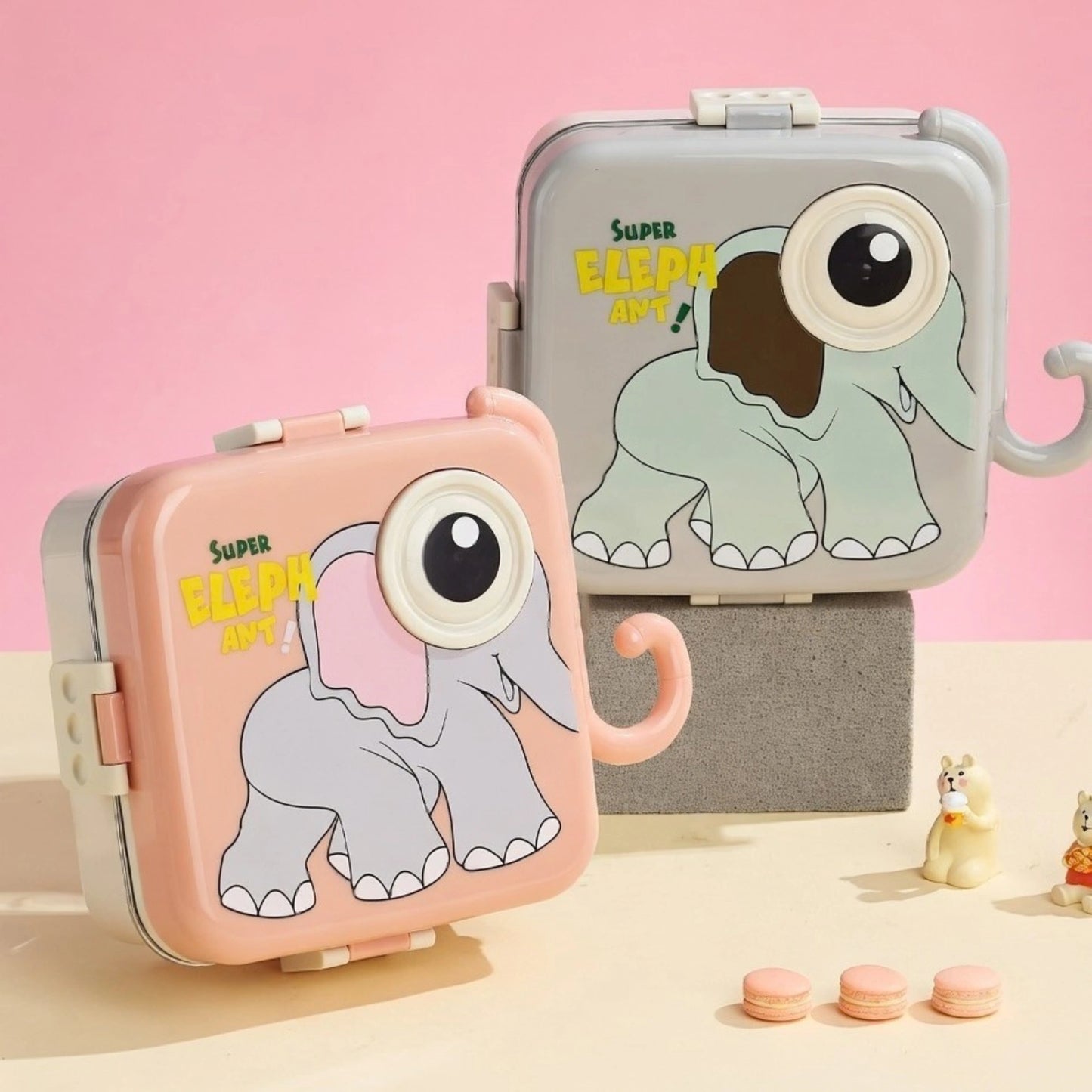 Cartoon Bento Lunch Box with Stainless Steel Tray