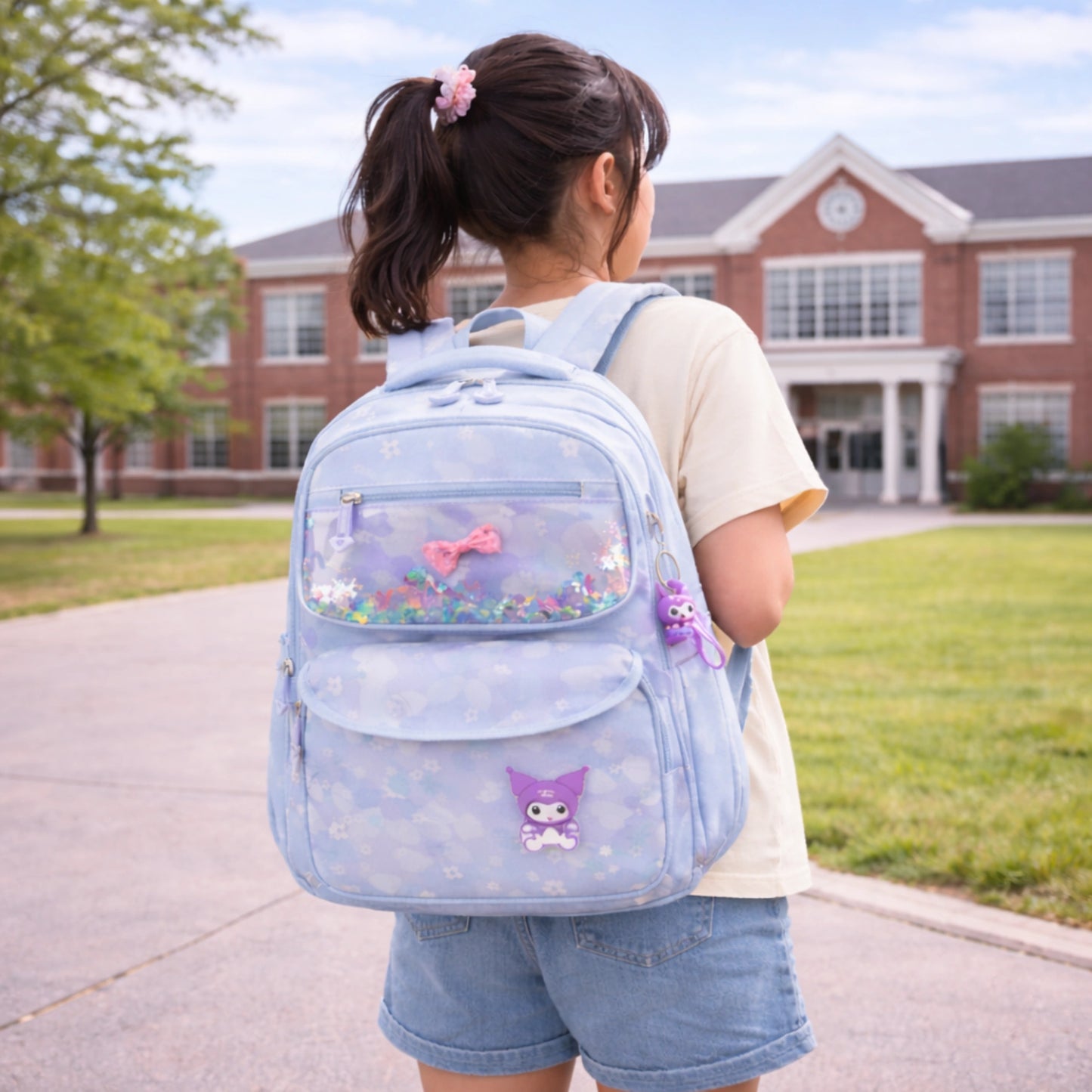 Cute Glitter Window School Backpack