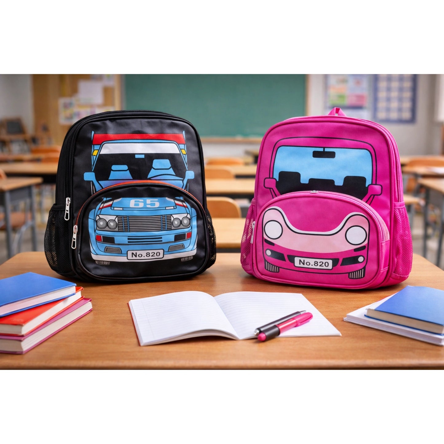 Car Print School Backpack