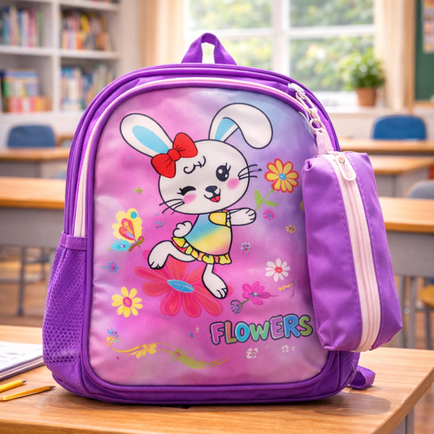 Cartoon School Backpack with Pencil Pouch
