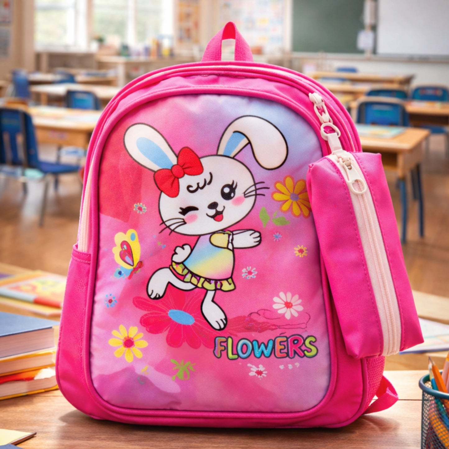 Cartoon School Backpack with Pencil Pouch