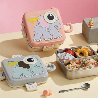 Cartoon Bento Lunch Box with Stainless Steel Tray