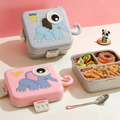 Cartoon Bento Lunch Box with Stainless Steel Tray