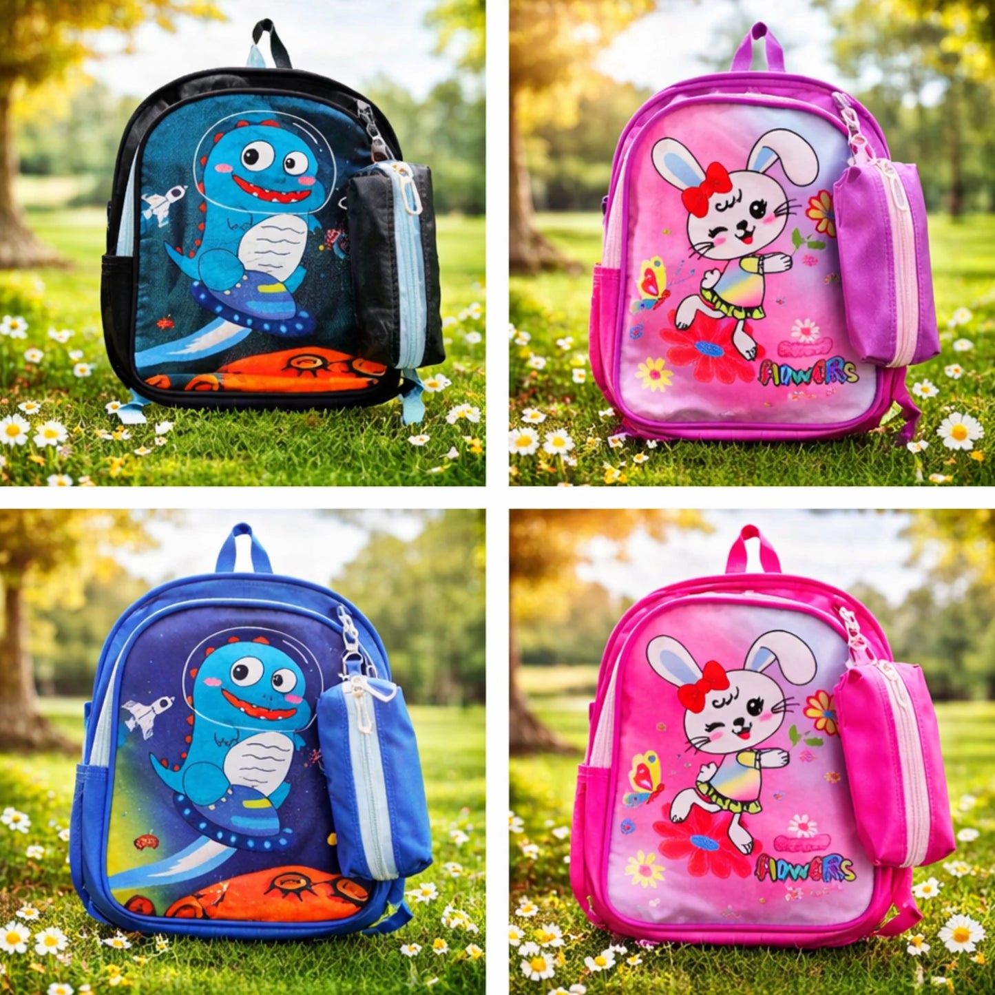 Cartoon School Backpack with Pencil Pouch