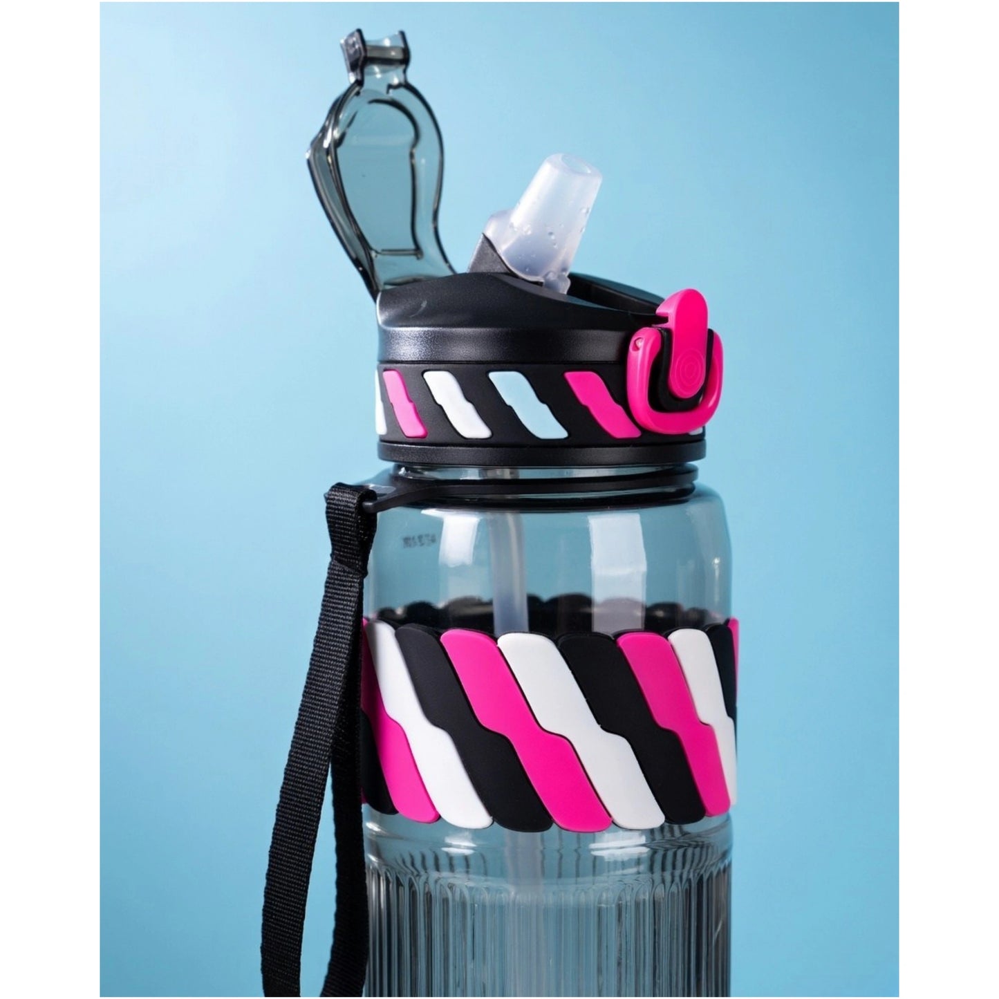 Designer Kids Water Bottle with Straw & Strap