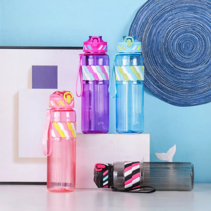 Designer Kids Water Bottle with Straw & Strap