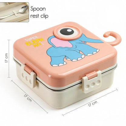 Cartoon Bento Lunch Box with Stainless Steel Tray