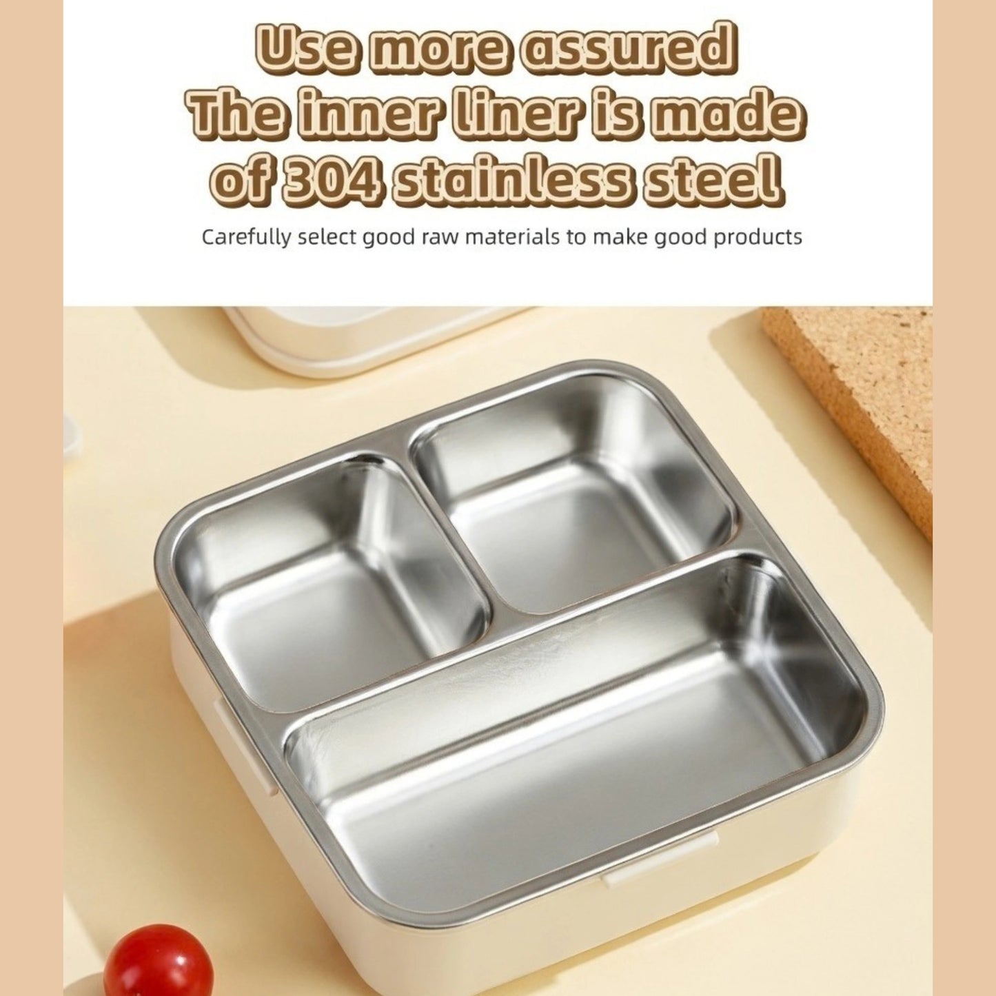 Cartoon Bento Lunch Box with Stainless Steel Tray