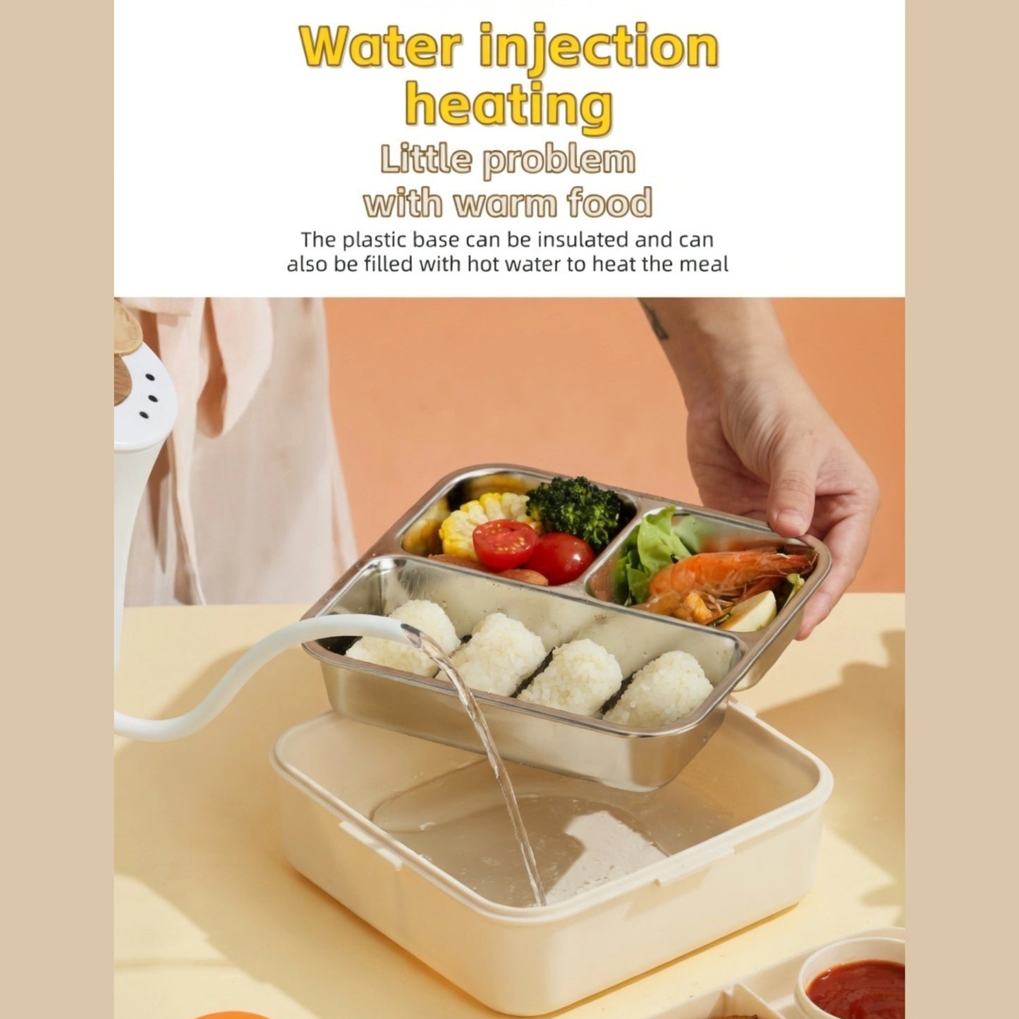 Cartoon Bento Lunch Box with Stainless Steel Tray