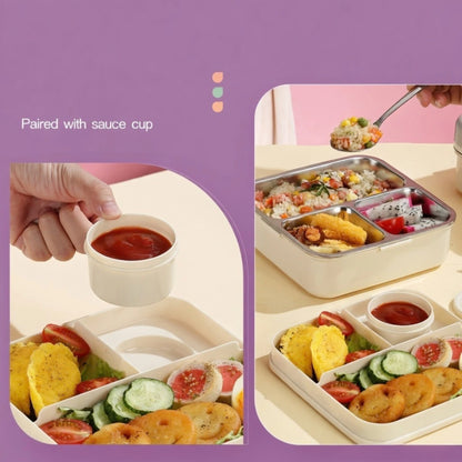 Cartoon Bento Lunch Box with Stainless Steel Tray