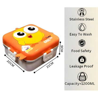 Cartoon Bento Lunch Box with Stainless Steel Tray