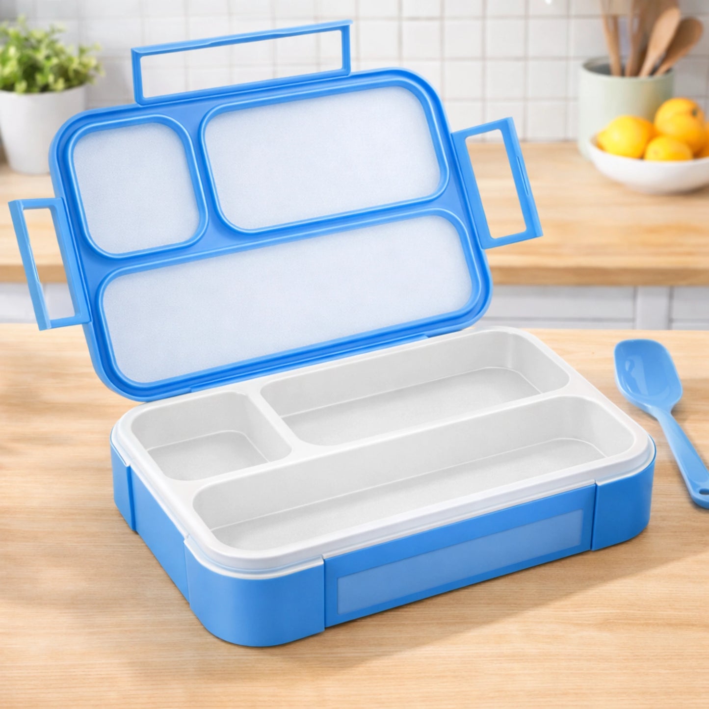 4 Compartment And 3 Compartment Leakproof Bento Lunch Box with Spoon