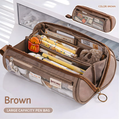 Multi-Compartment Transparent Pencil Case