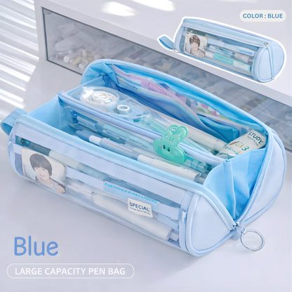 Multi-Compartment Transparent Pencil Case