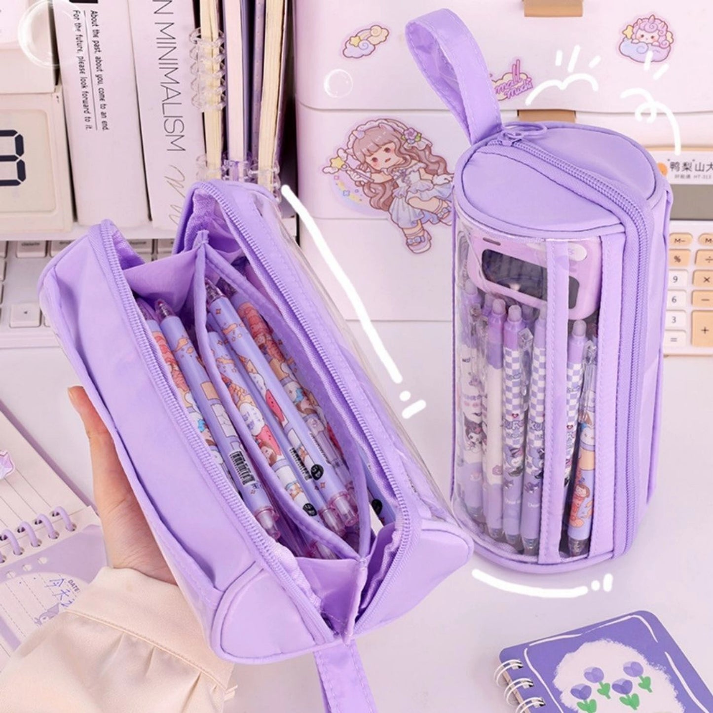 Multi-Compartment Transparent Pencil Case