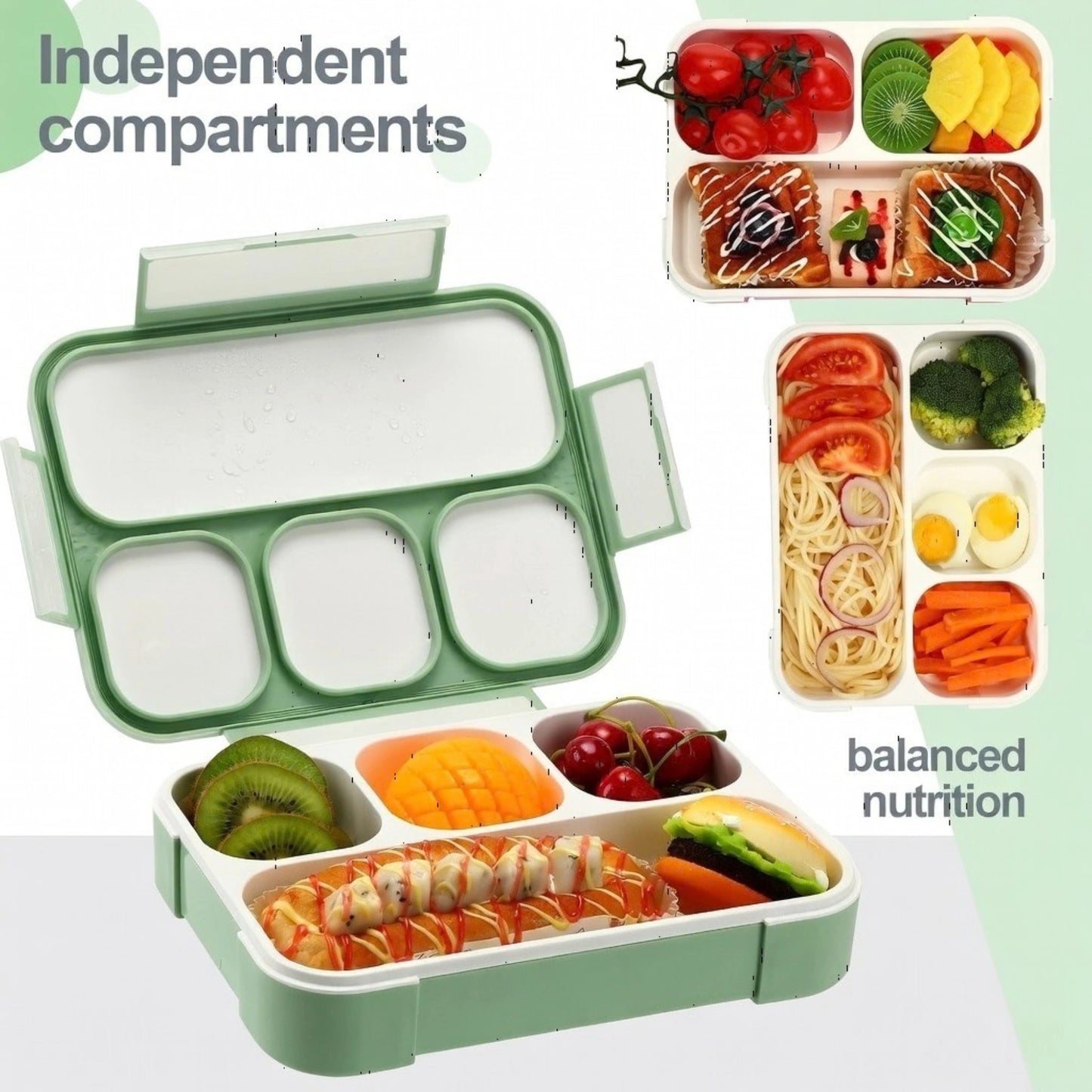 4 Compartment And 3 Compartment Leakproof Bento Lunch Box with Spoon