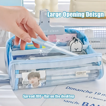 Multi-Compartment Transparent Pencil Case