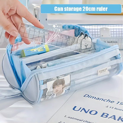 Multi-Compartment Transparent Pencil Case