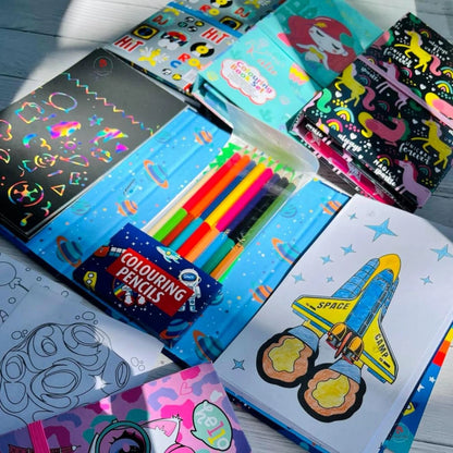Colouring Book Set with Scratch Art