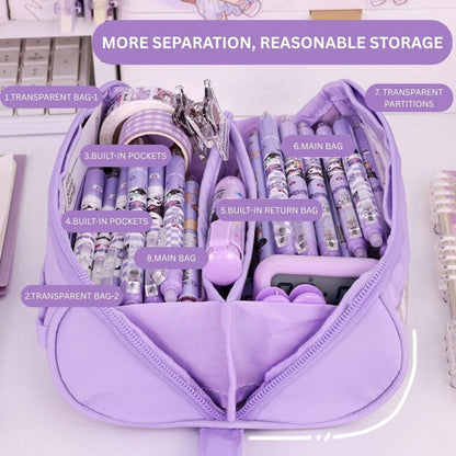 Multi-Compartment Transparent Pencil Case