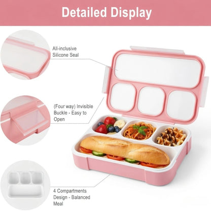 4 Compartment And 3 Compartment Leakproof Bento Lunch Box with Spoon
