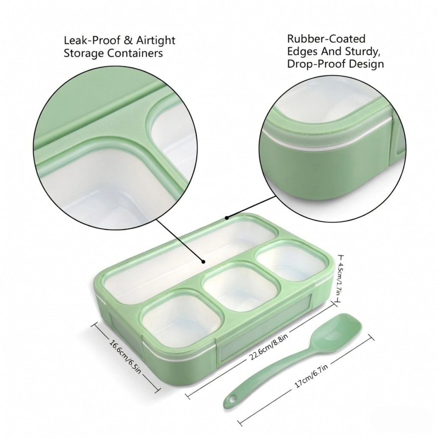 4 Compartment And 3 Compartment Leakproof Bento Lunch Box with Spoon