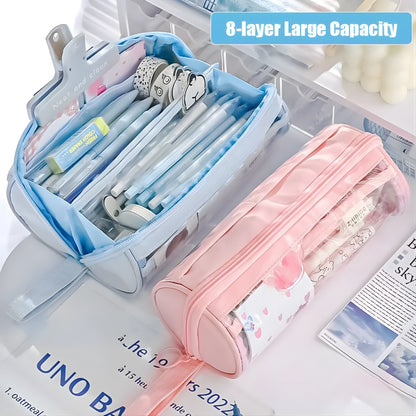 Multi-Compartment Transparent Pencil Case