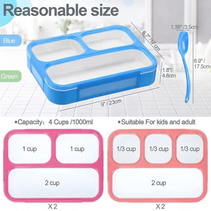 4 Compartment And 3 Compartment Leakproof Bento Lunch Box with Spoon