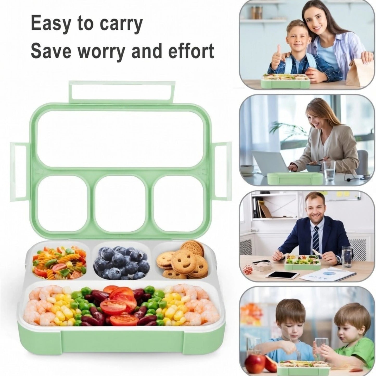 4 Compartment And 3 Compartment Leakproof Bento Lunch Box with Spoon