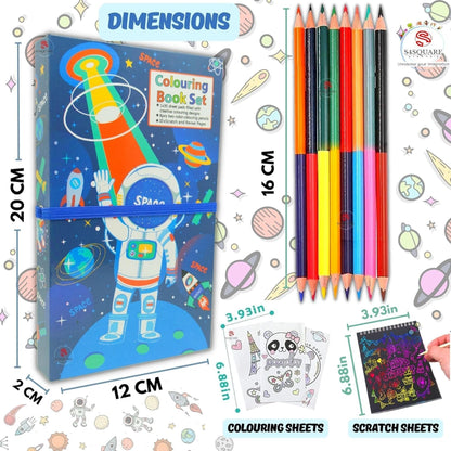 Colouring Book Set with Scratch Art