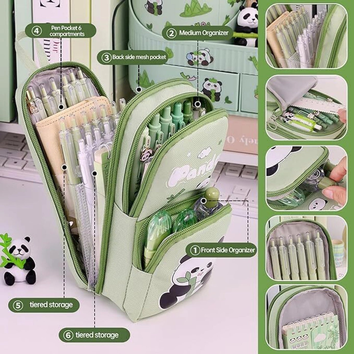 Panda Large Capacity Pencil Pouch Organizer
