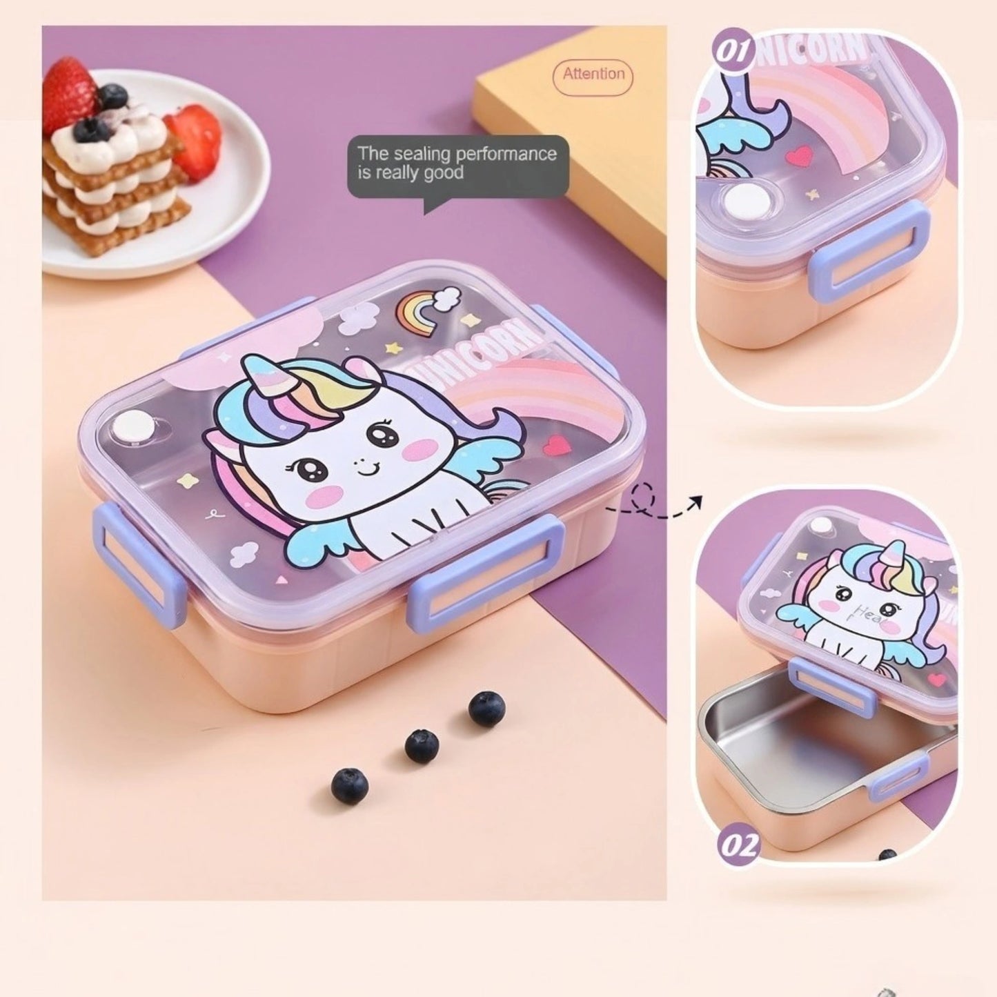 Stainless Steel Bento Lunch Box with Spoon & Chopsticks
