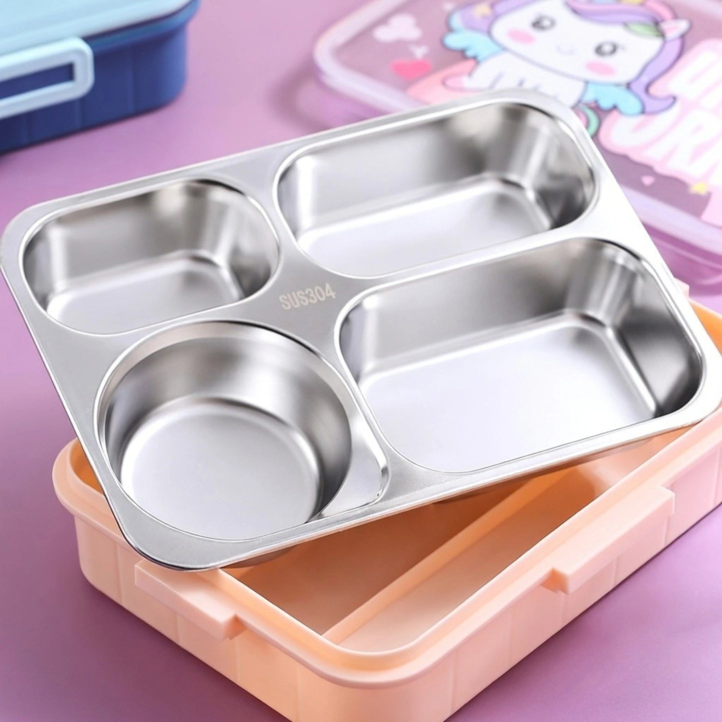 Stainless Steel Bento Lunch Box with Spoon & Chopsticks
