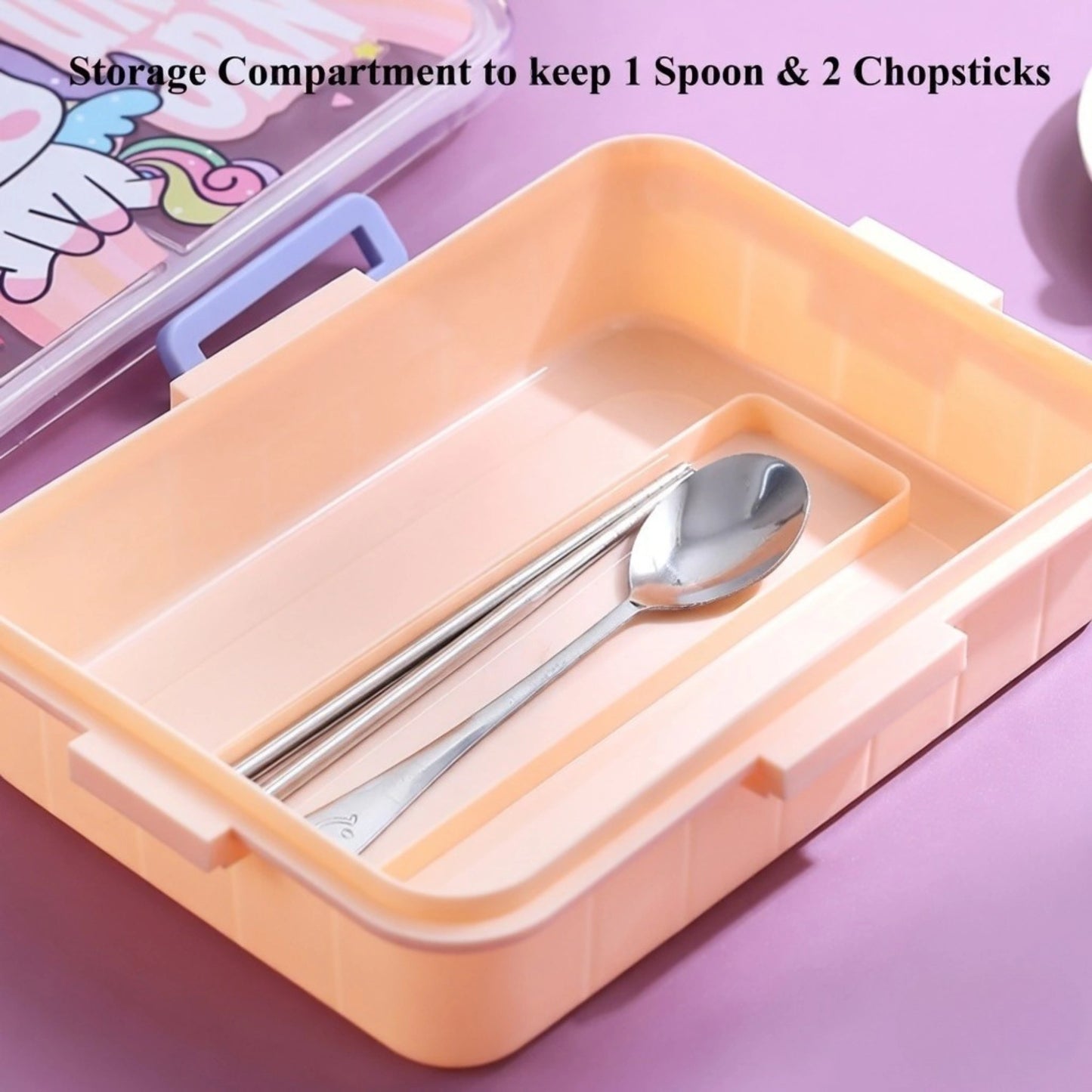 Stainless Steel Bento Lunch Box with Spoon & Chopsticks