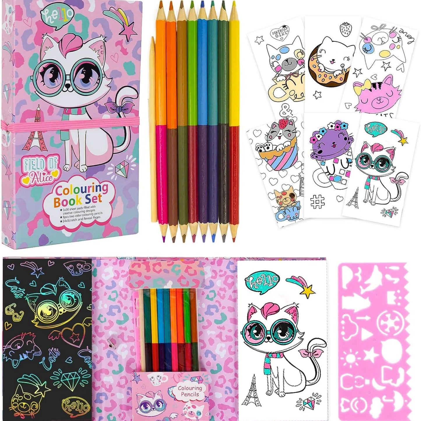 Colouring Book Set with Scratch Art