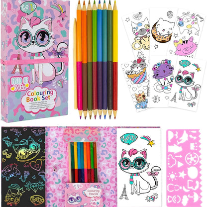 Colouring Book Set with Scratch Art