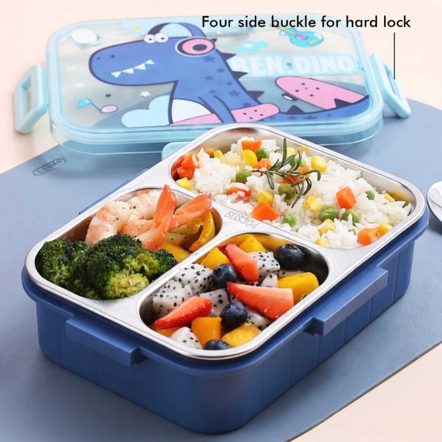 Stainless Steel Bento Lunch Box with Spoon & Chopsticks