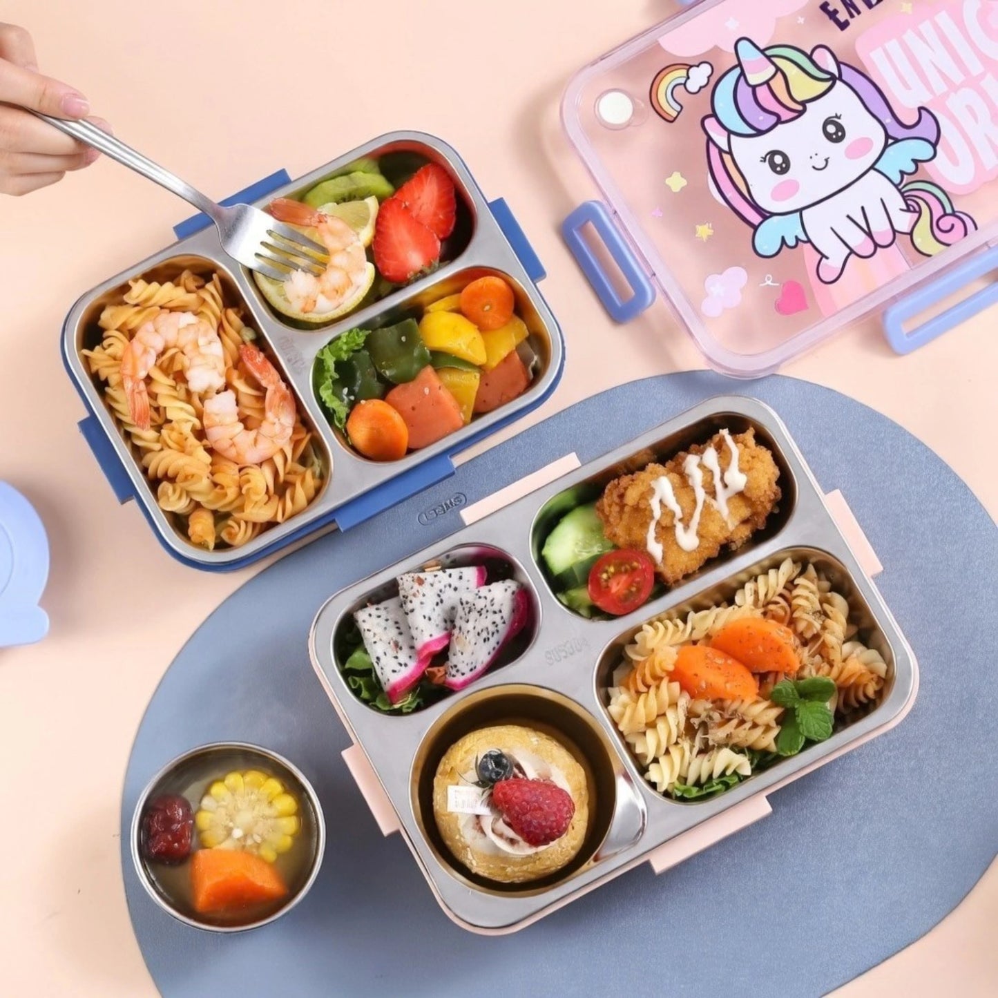 Stainless Steel Bento Lunch Box with Spoon & Chopsticks