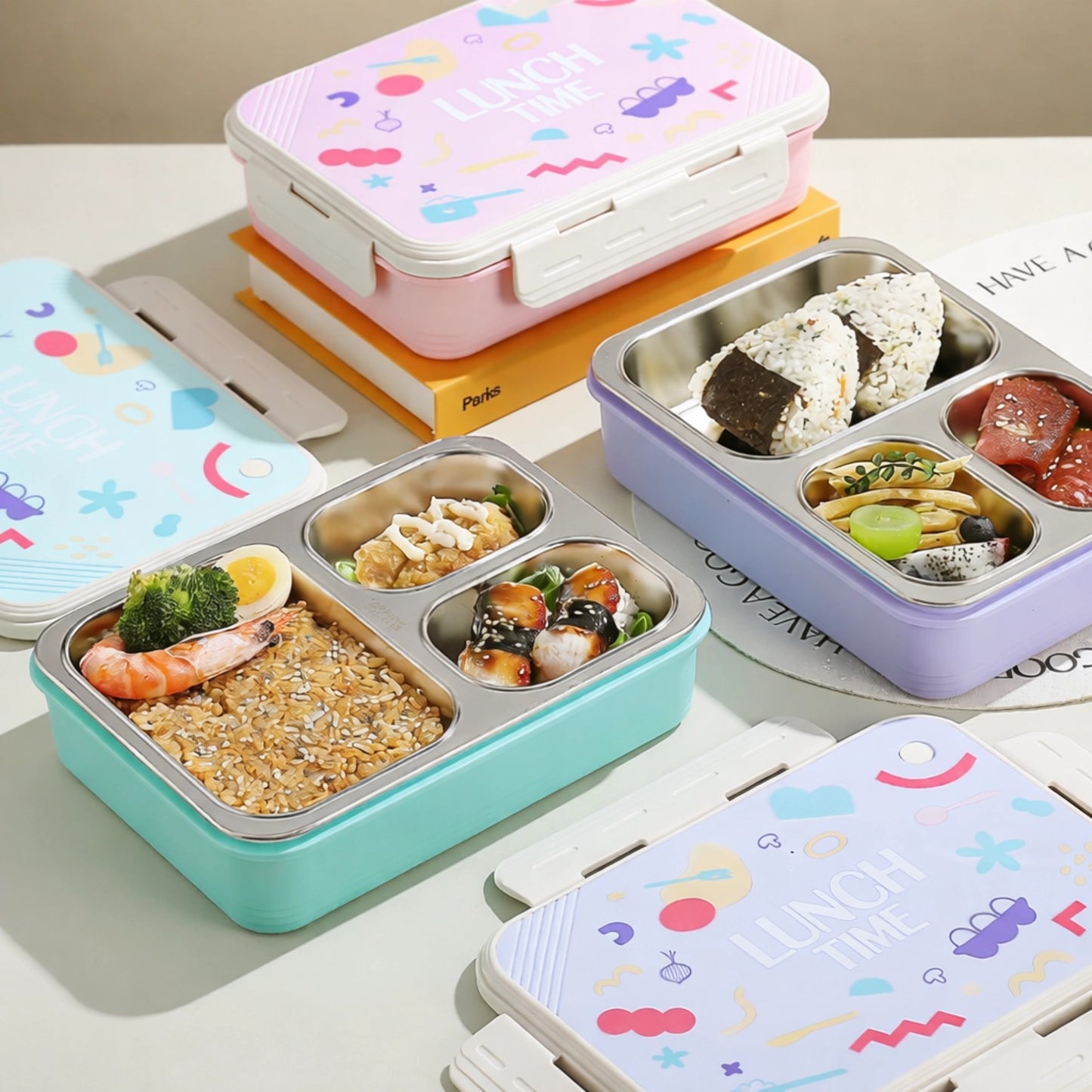 Stainless Steel Lunch Box with 3 Compartments